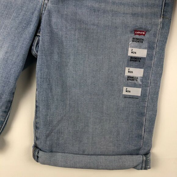 Levi's Oahu Morning Dew Bermuda Shorts Women's Size 26 Mid Rise Sculpt - Picture 3 of 6